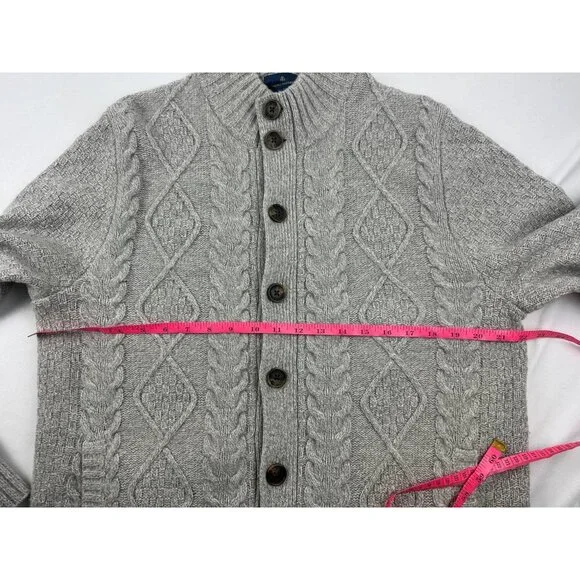 Brooks Brothers Knit Sweater Men L Gray Merino Wool Old Money Grandpa $298